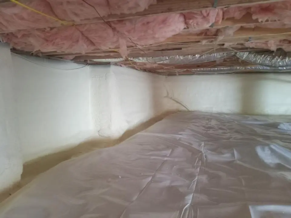 Crawl space encapsulation with closed-cell spray foam for Commercial Roof Restoration in Cazenovia